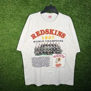 Vintage Washington Redskins 1937 World Champions T Shirt XL Long Gone Grey 90s